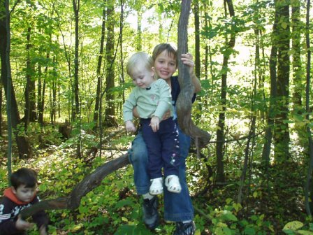 kids playing in the woods (64046 bytes)